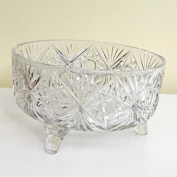 Antique American Brilliant Cut Glass Footed Bowl Centerpiece Fruit Salad Dining - Picture 2 of 6